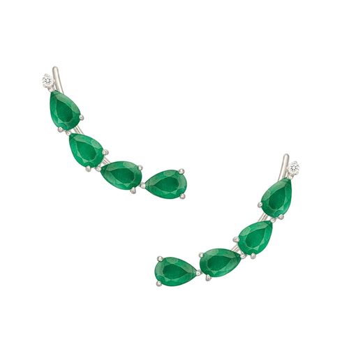 Brinco em ouro branco, esmeraldas e diamantes - Hera