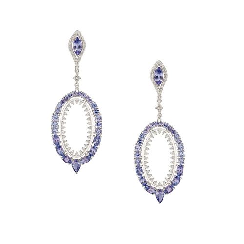 Brinco em ouro branco, tanzanitas e diamantes - Sophia