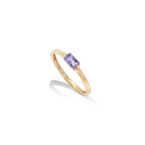 Anel em ouro amarelo e ametista - Baguette
