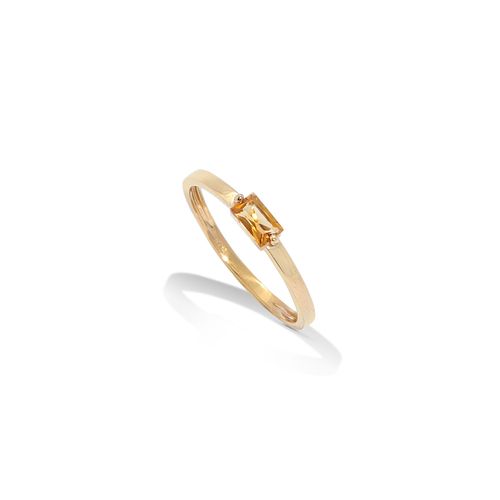 Anel em ouro amarelo e citrino - Baguette