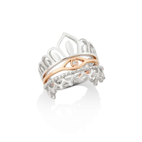 Anel em prata, ouro rosa e diamante - Tattoo Lucky Eye