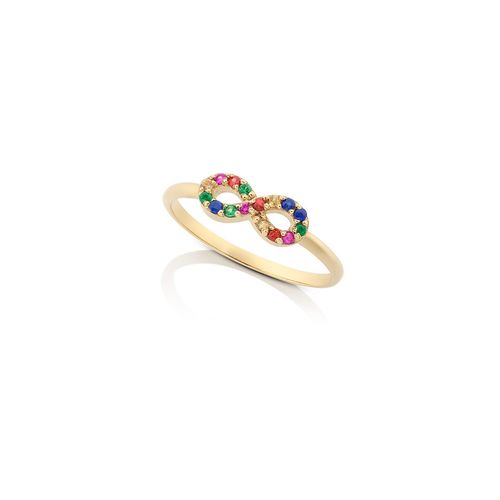 Anel em ouro amarelo, tzavoritas e safiras - Rainbow
