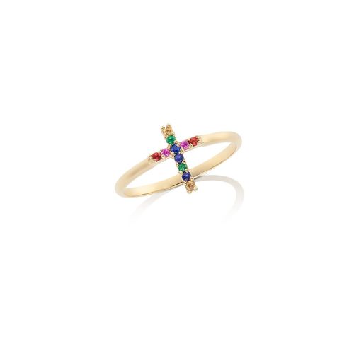 Anel em ouro amarelo, tsavoritas, diamante e safiras - Rainbow