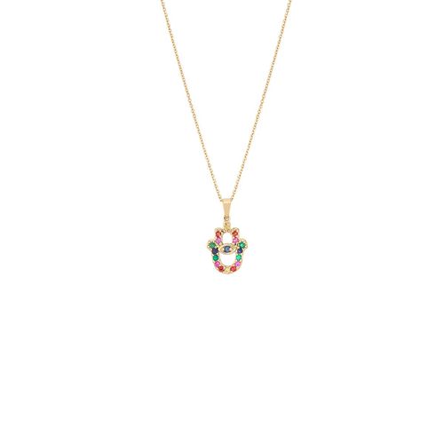 Pingente em ouro amarelo, tsavoritas e safiras - Rainbow