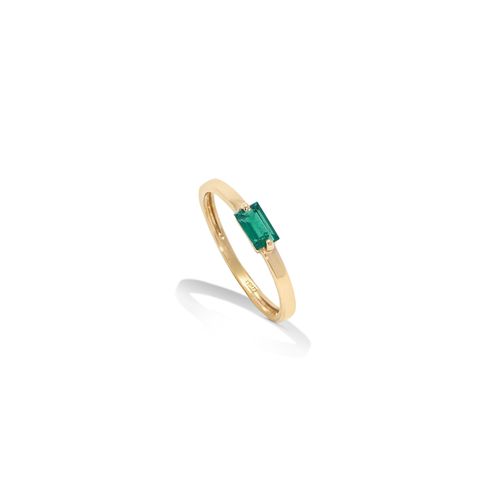 Anel em ouro amarelo e esmeralda - Baguette