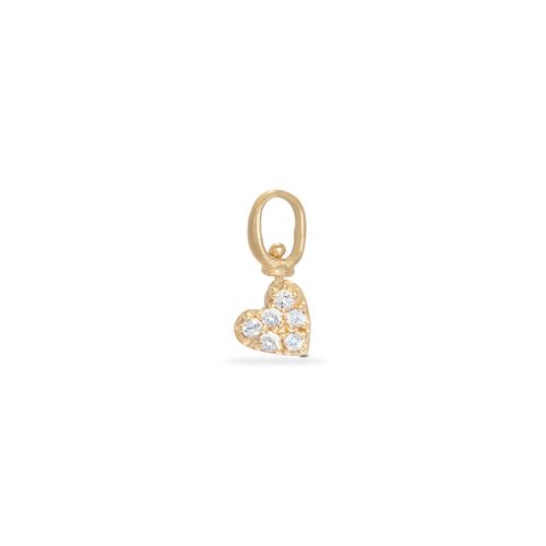 Pingente em ouro amarelo e topázios brancos - coração - Sorte