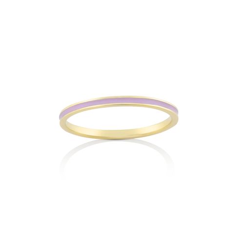 Anel em ouro amarelo e esmalte rosa - Be Fun