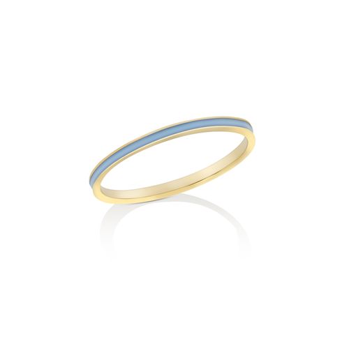 Anel em ouro amarelo e esmalte azul - Be Fun