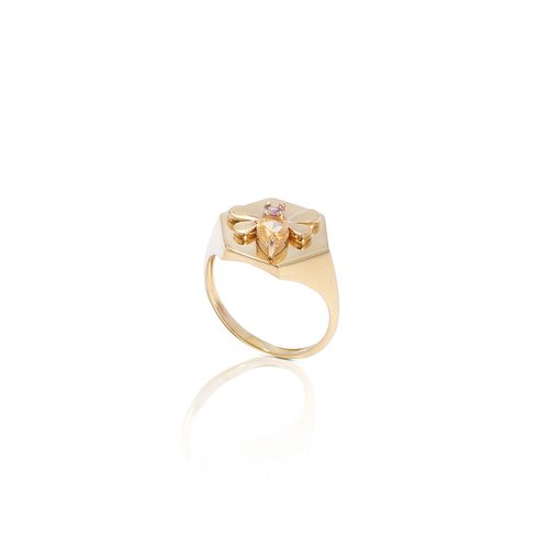 Anel em ouro amarelo, citrino e ametista - Let it Bee