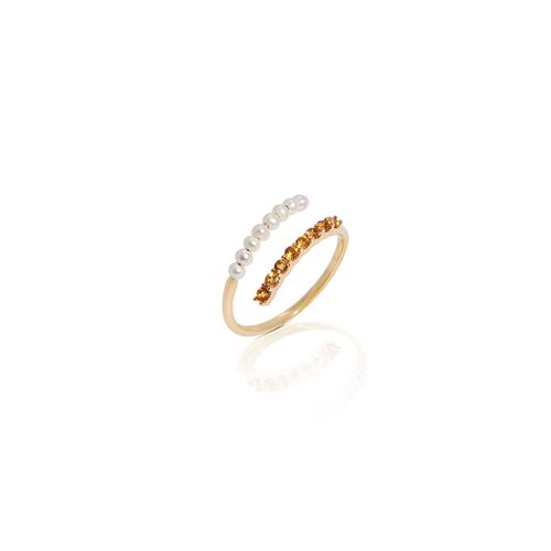 Anel em ouro amarelo, citrinos e pérolas - Let it Bee