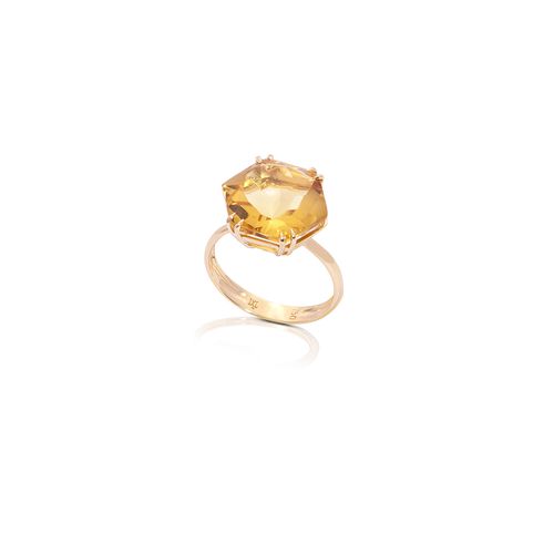 Anel em ouro amarelo e citrino - Mel