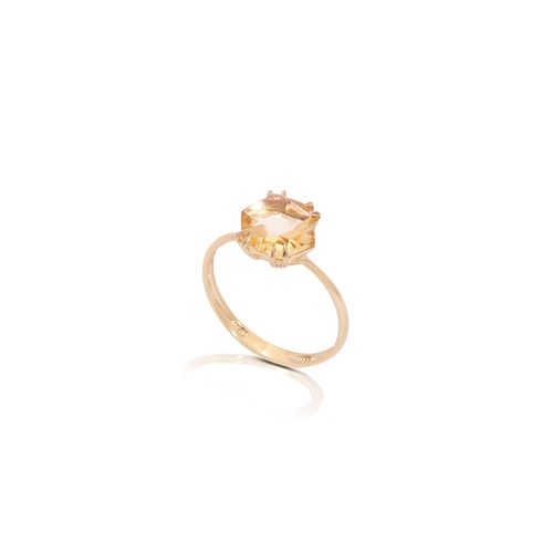Anel em ouro amarelo e citrino - Mel