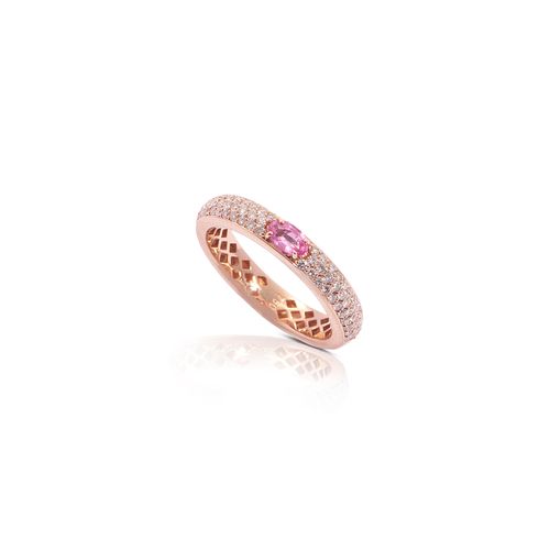 Anel em ouro rosa, safira rosa e diamantes - Riviera