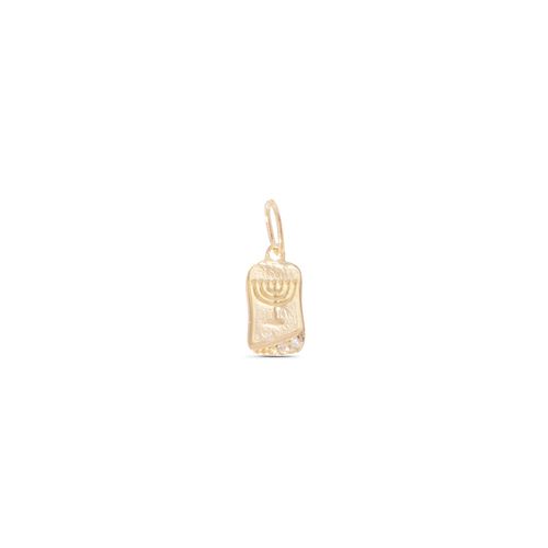 Pingente em ouro amarelo e diamantes - menorah - Religioso