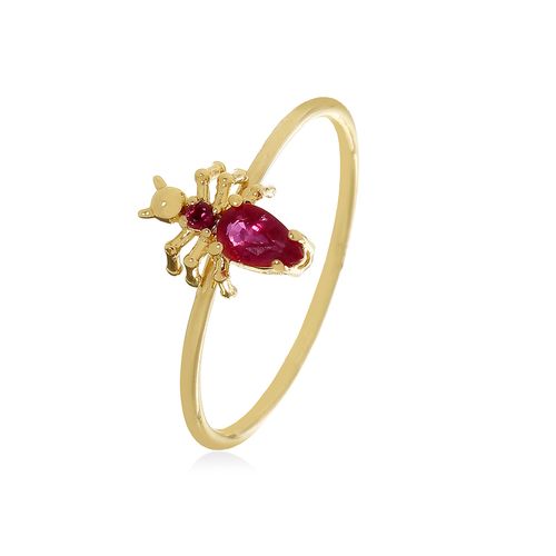 Anel em ouro amarelo e rubis - Mini Formigas