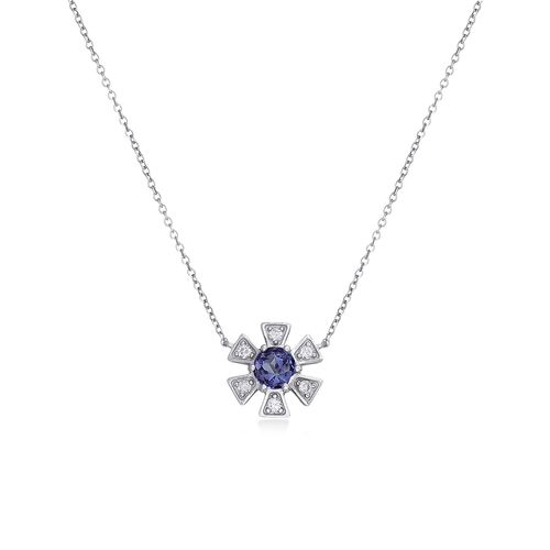 Colar em ouro branco, tanzanita e diamantes - Daisy