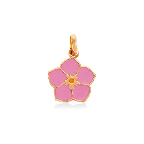 Pingente em ouro amarelo e esmalte rosa - Maria Sem Vergonha