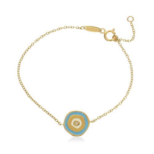 Pulseira em ouro amarelo e diamantes - Olho Grego