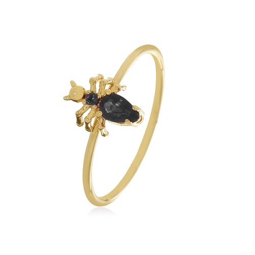 Anel em ouro amarelo e diamante negro - Mini Formigas