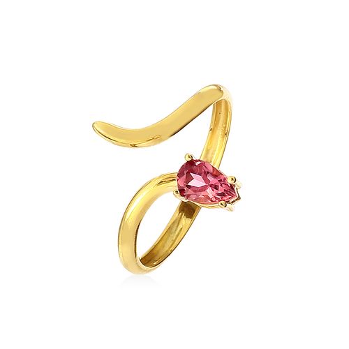 Anel em ouro amarelo e turmalina rosa - Serpente