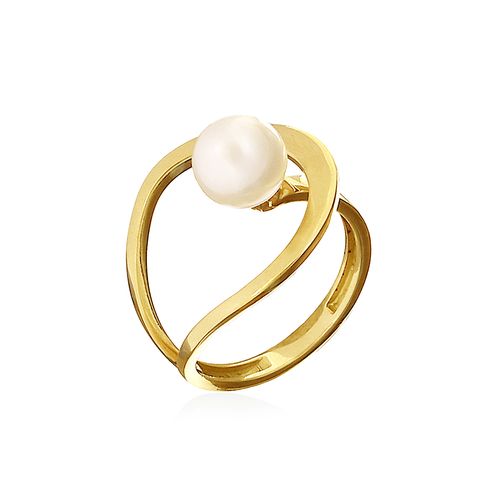 Anel em ouro amarelo e pérola - Equilíbrio