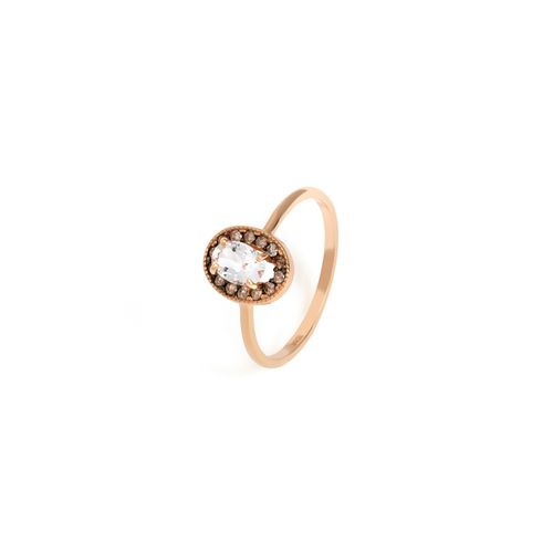 Anel em ouro rosa, diamante e diamante dark brown - Reverie