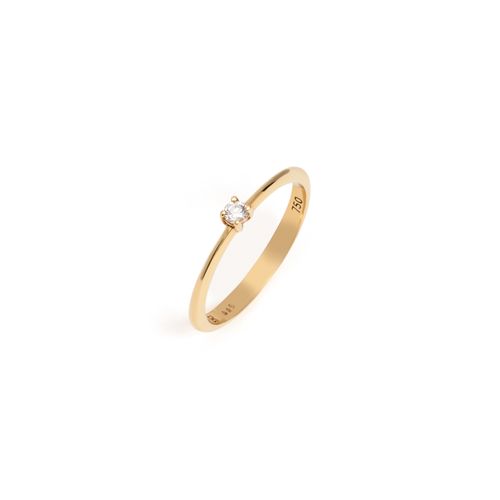 Anel em ouro amarelo e diamante - 5 pontos - Solitário