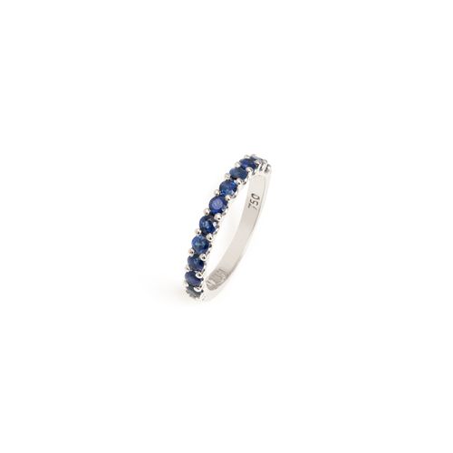 Aliança em ouro branco e safira azul - Eternity