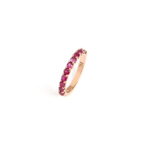 Aliança em ouro rosa e rubi - Eternity