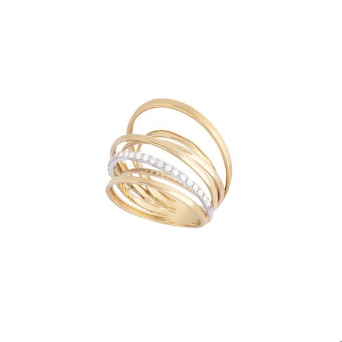 Anel ouro amarelo ouro branco e diamantes Turn Around