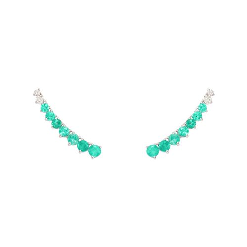 Brinco em ouro branco, tumalina paraiba e diamante