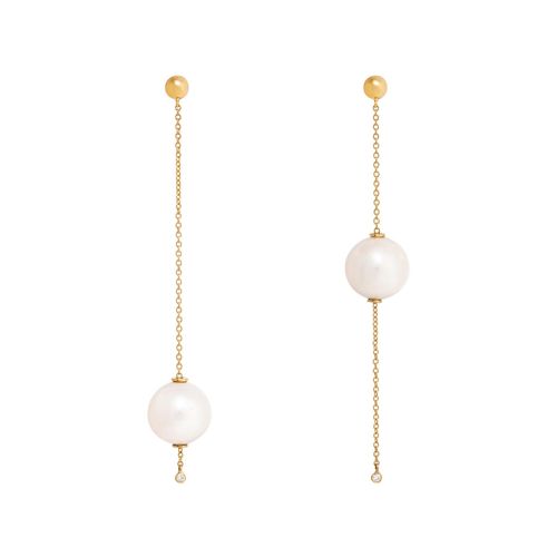 Brinco em ouro amarelo, pérola e diamantes - Equilíbrio