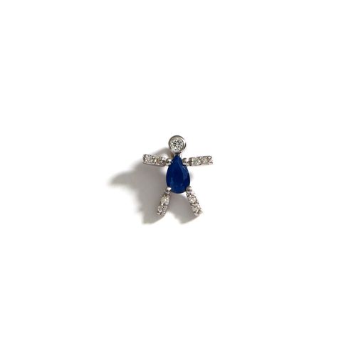 Pingente em ouro branco, safira azul e diamantes - Boys and Girls