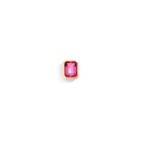 Pingente em ouro amarelo e topázio rosa - Emerald Cut