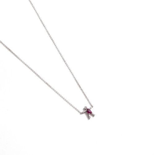 Colar em ouro branco, rubi e diamantes - Boys and Girls