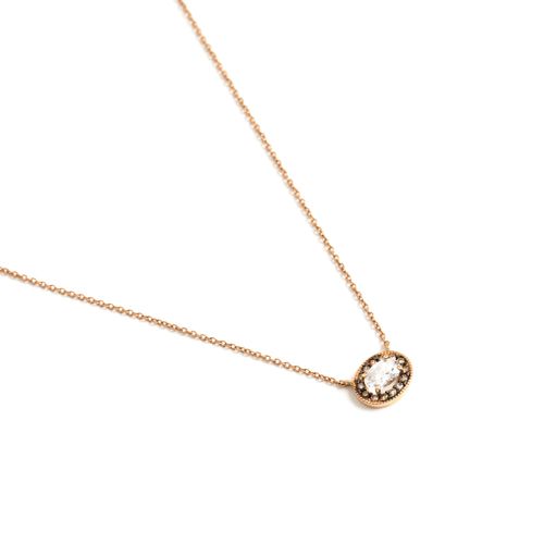 Colar em ouro rosa, diamante e diamante dark brown - Reverie