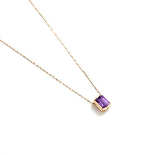Pingente em ouro amarelo e ametista - Emerald Cut