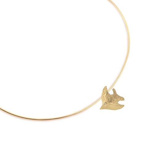 Pingente em ouro amarelo e diamante brown - peixinhos - Oceano