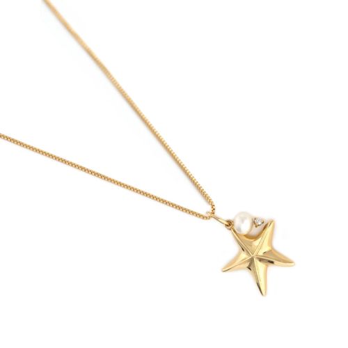 Pingente em ouro amarelo e pérola - estrela - seres do mar - Oceano