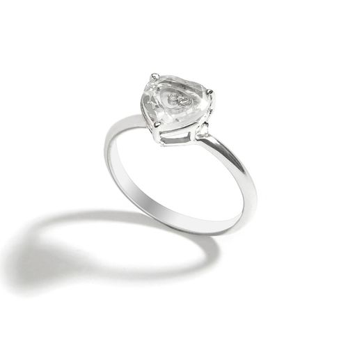 Anel em ouro branco, quartzo e diamantes - Tum tum