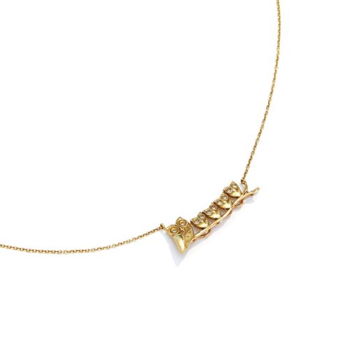 Colar em ouro amarelo e diamantes - Mamae Coruja e Filhinhos