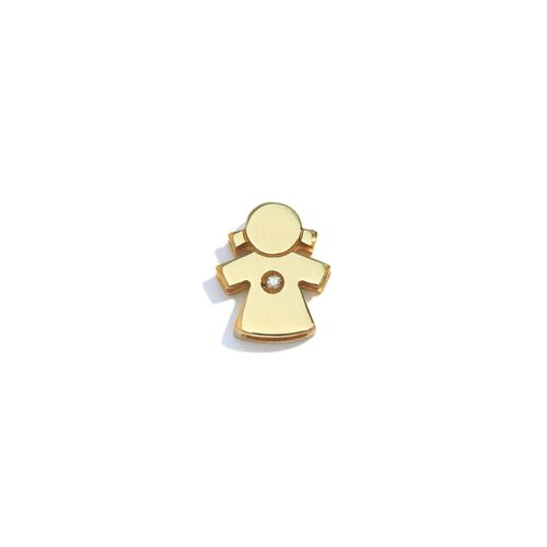 Pingente em ouro amarelo e diamante - Menina Dupla