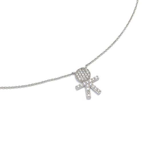 Colar ouro branco e diamantes - Lovely Family
