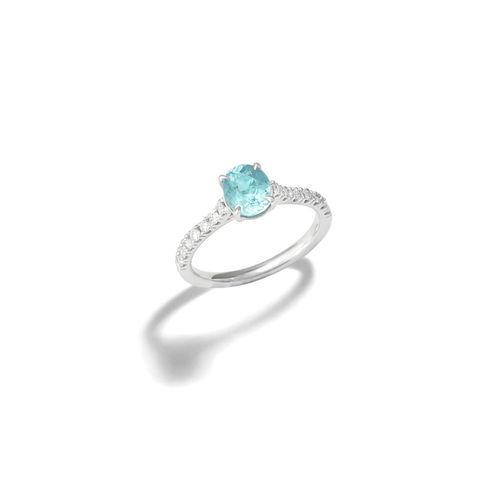 Anel em ouro branco turmalina paraiba e diamantes - Aurea