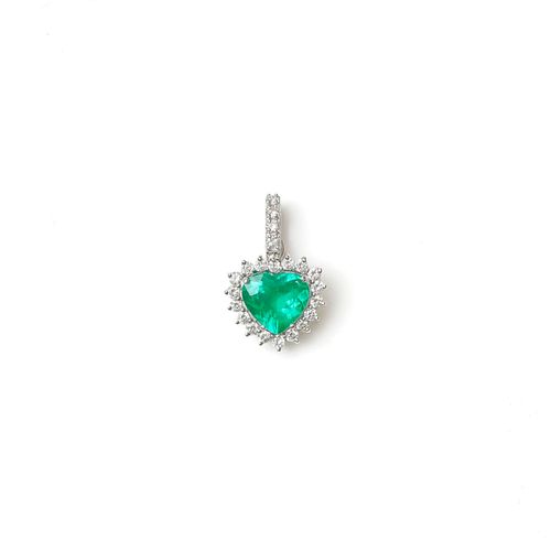 Pingente em ouro branco esmeralda e diamantes - Riviera