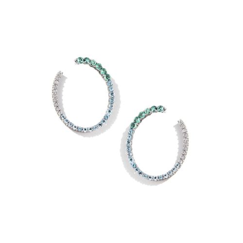 Brinco em ouro branco topázios azuis diamantes e agua marinha - Riviera