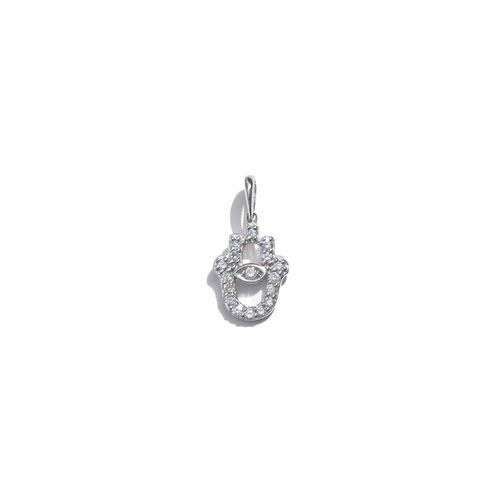Pingente em ouro branco e diamantes - Rainbow Hamsa