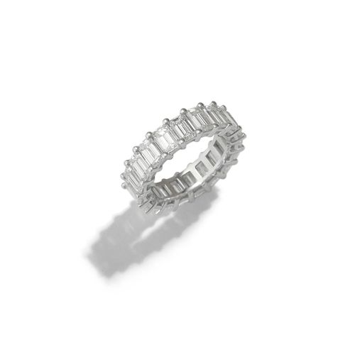 Alianca em ouro branco com diamantes - Emerald Cut
