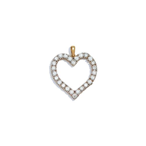 Pingente em ouro amarelo, ouro branco e diamantes - Lucky Lock Coração