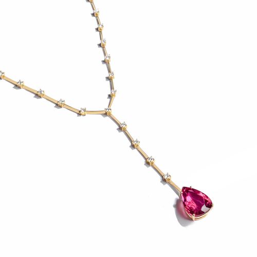 Colar em ouro amarelo rubelita e diamantes - Eternity